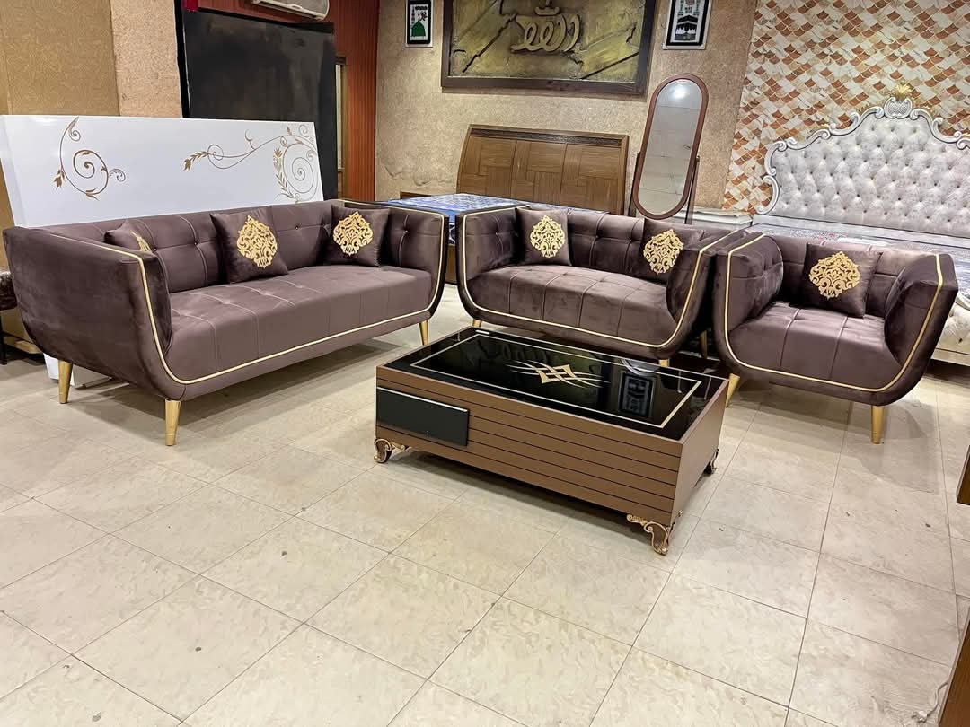 Tufted Brown Velvet Turkish Sofa Set