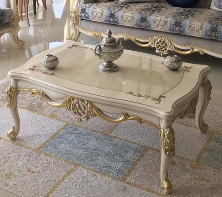 Ivory & Gold Hand-Painted Coffee Table